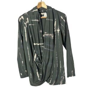 Lakhay Gray Tie Dye Boho Wrap Front Long Sleeve S